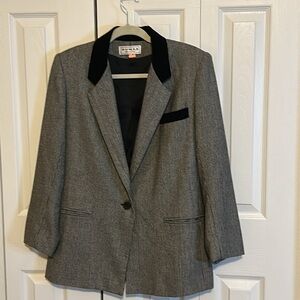 Vintage Dumas Blazer Coat Woman's 12 Wool Herringbone Lined Blazer